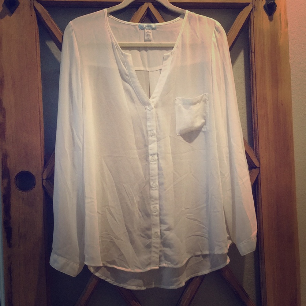 Cream Button-Down Blouse